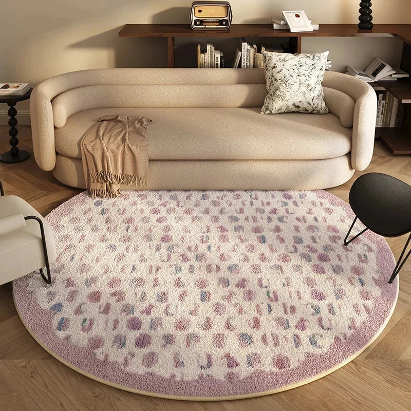 Tapete Infantil Redondo Macio Creme Tapete Infantil 17 Kabannas Estampa lilás 80x80 