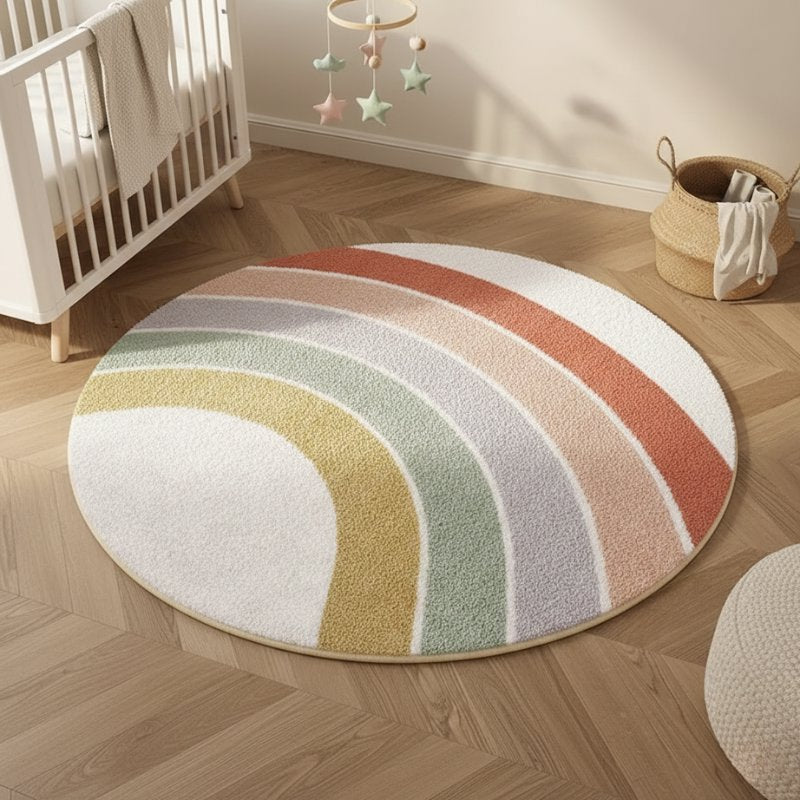Tapete Infantil Redondo Macio Creme Tapete Infantil 17 Kabannas Faixas coloridas 80x80 