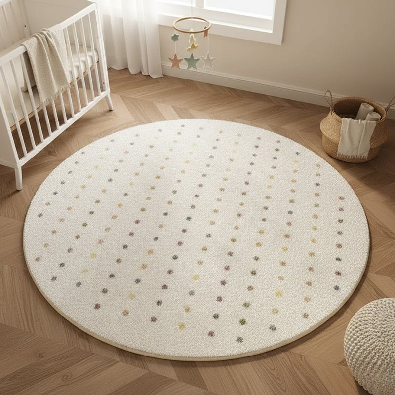 Tapete Infantil Redondo Macio Creme Tapete Infantil 17 Kabannas Pontos coloridos 80x80 