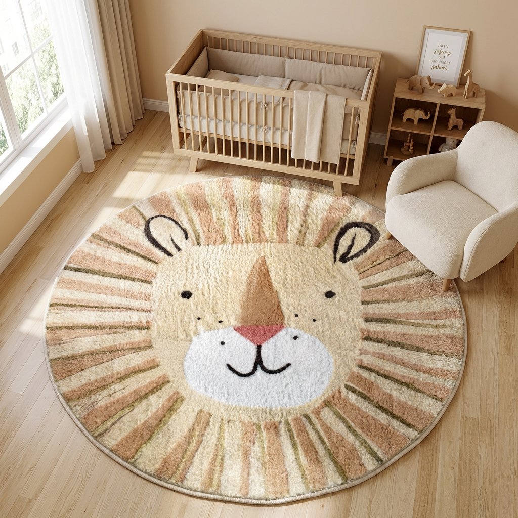 Tapete Infantil Redondo Macio Leão Tapete Infantil 02 Kabannas Leão 80x80 