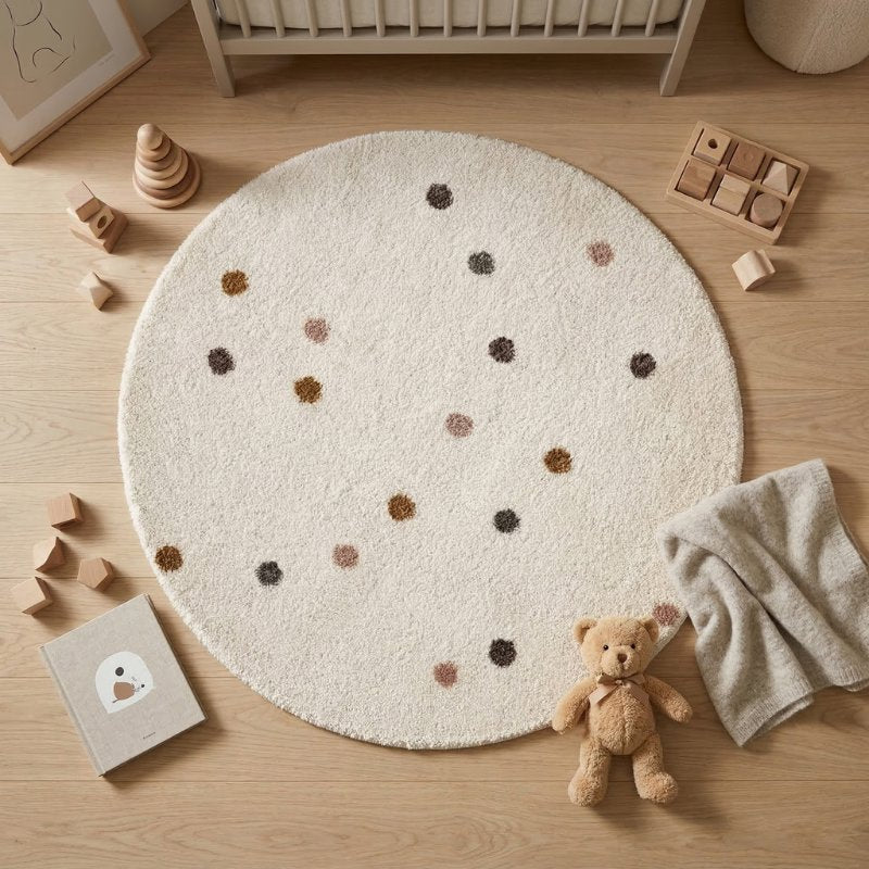 Tapete Infantil Redondo Poá Boho Tons Neutros Tapete Infantil 23 Kabannas 
