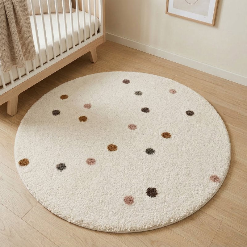 Tapete Infantil Redondo Poá Boho Tons Neutros Tapete Infantil 23 Kabannas 60x60 