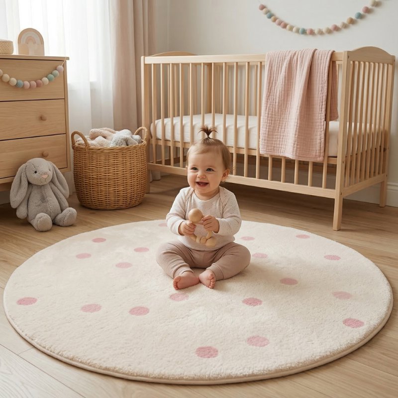 Tapete Infantil Redondo Poá Rosa Candy Tapete Infantil 21 Kabannas 