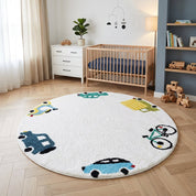 Tapete Infantil Redondo Transportes Coloridos Montessori Tapete Infantil 09 Kabannas Off-white 80x80 