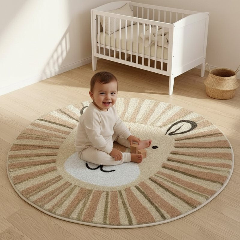 Tapete Leão Infantil Redondo de Cashmere para Quarto Tapete Infantil 01 Kabannas 