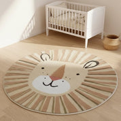Tapete Leão Infantil Redondo de Cashmere para Quarto Tapete Infantil 01 Kabannas Leão fofo 80x80 