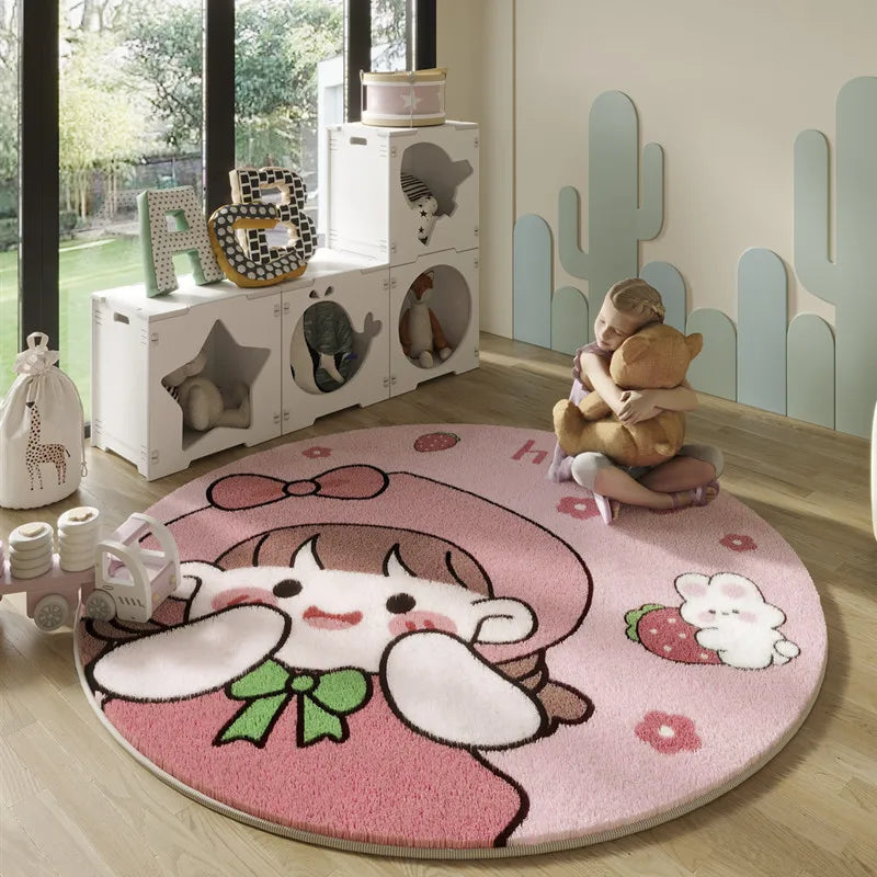 Tapete Quarto Infantil Redondo Decorativo Kabannas Modelo 01 80x80 