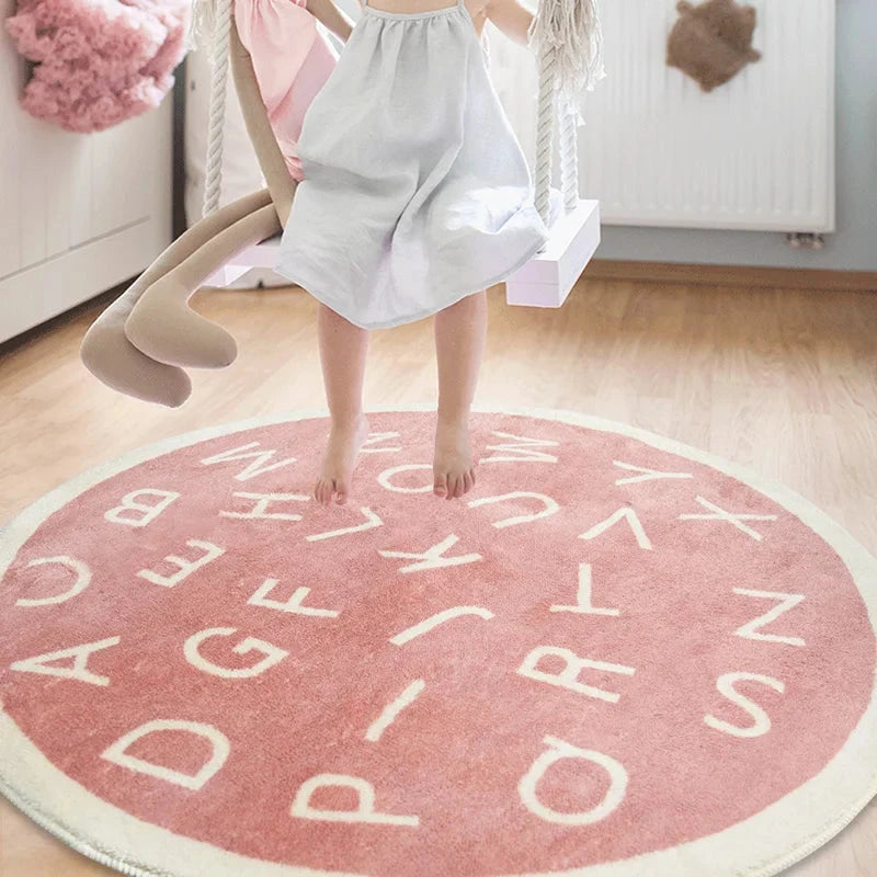 Tapete Redondo de Pelúcia Decorativo para Quarto Infantil Tapete Infantil 14 Kabannas 