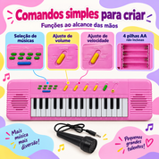 Comandos do teclado infantil para músicas volume e velocidade