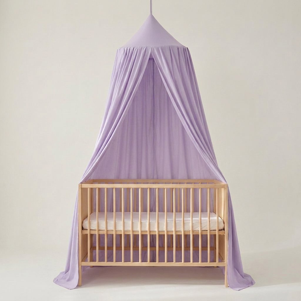 Tenda Dossel Infantil de Algodão para Quarto de Criança Tenda Dossel 01 Kabannas Lilás 270x65 cm 