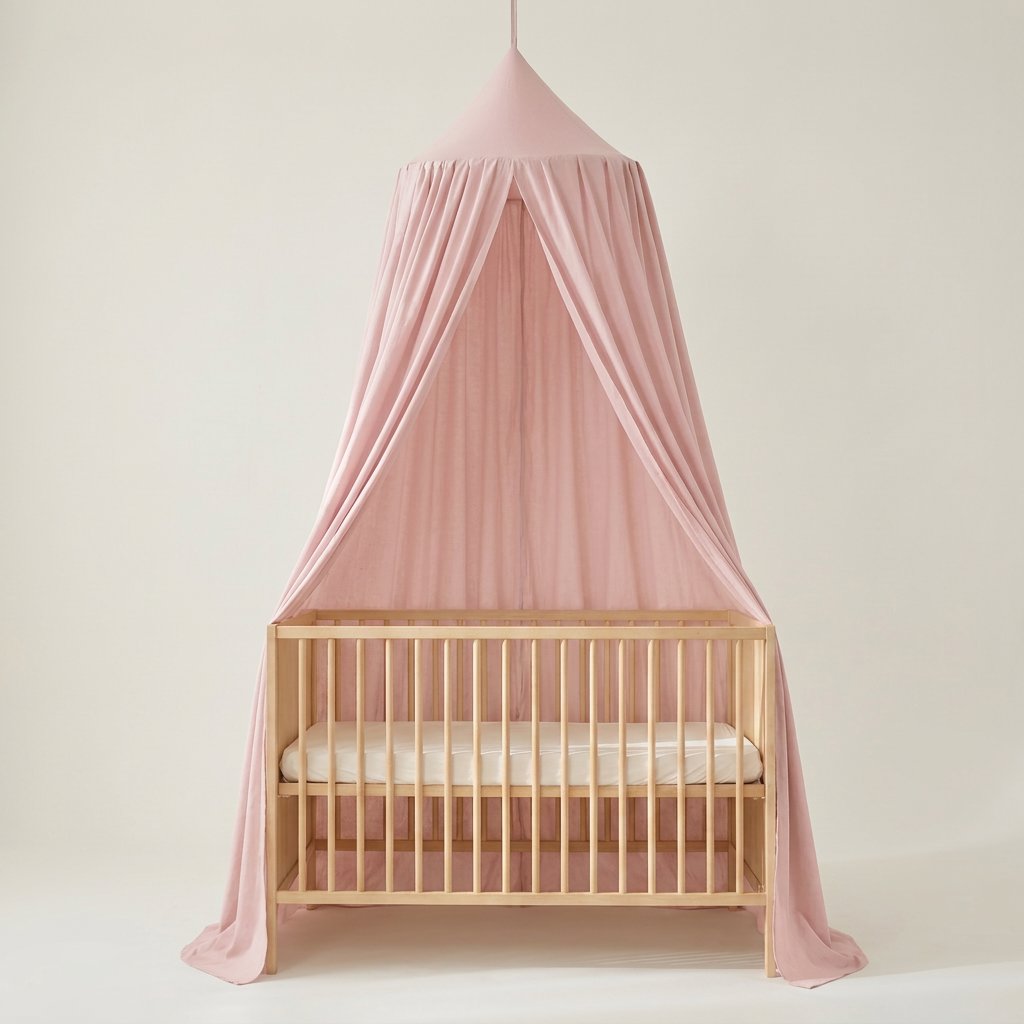 Tenda Dossel Infantil de Algodão para Quarto de Criança Tenda Dossel 01 Kabannas Rosa 270x65 cm 