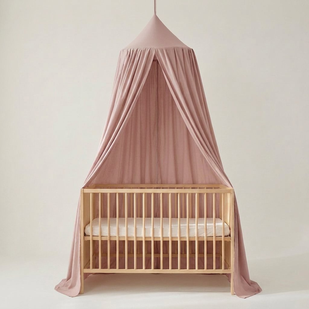 Tenda Dossel Infantil de Algodão para Quarto de Criança Tenda Dossel 01 Kabannas Rosa antigo 270x65 cm 