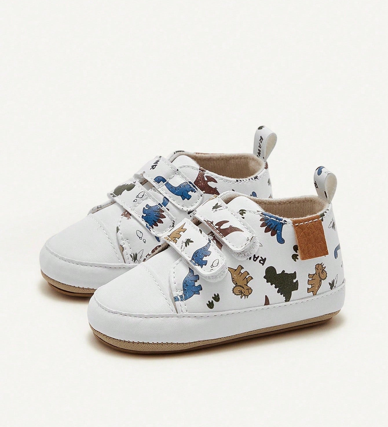 Tênis Bebê Menino Velcro Duplo Dinossauro Sola Antiderrapante 001 Tênis Infantil 05 Kabannas Branco 16 