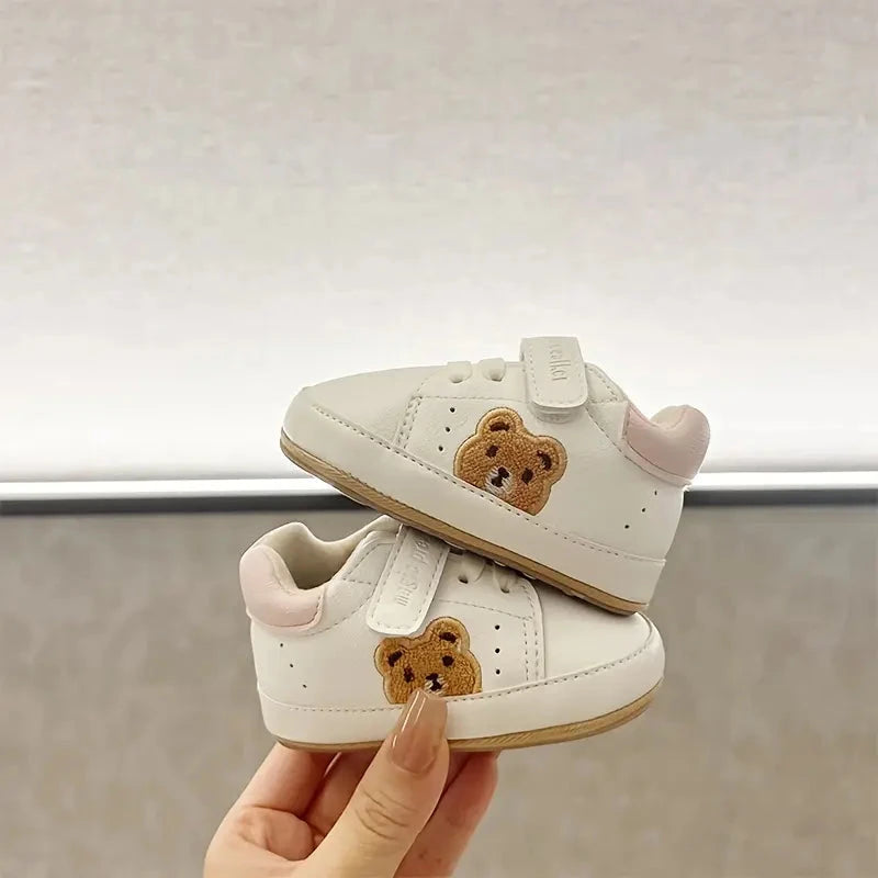 Tênis Bebê Primeiro Passo Menino Menina Estampa Urso Velcro Antiderrapante Calçado Infantil 13 Kabannas Rosa 16 