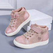 Tênis Cano Alto Infantil Feminino Sneaker Velcro Cadarço Glitter Coração Calçado Infantil 20 Kabannas 