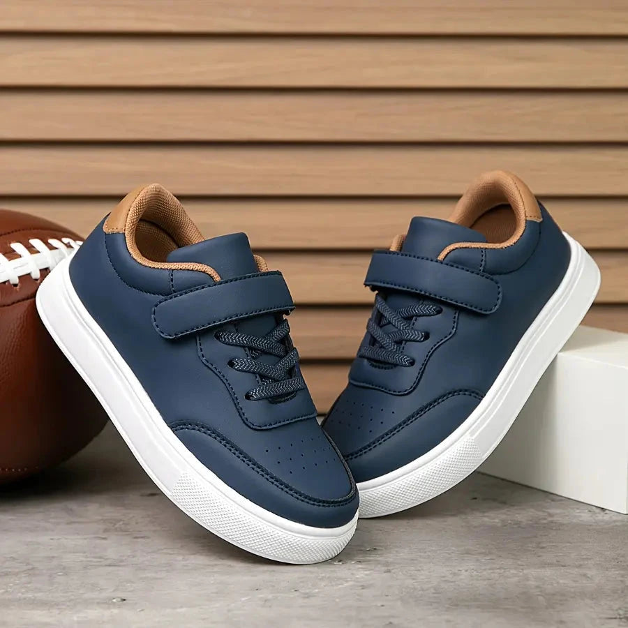 Tênis Infantil Cano Baixo Velcro e Cadarço Sola EVA Antiderrapante Azul Calçado Infantil 06 Kabannas 