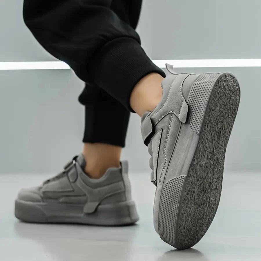 Tênis Infantil Casual Estilo Skate Velcro Plataforma Cinza Calçado Infantil 01 Kabannas 