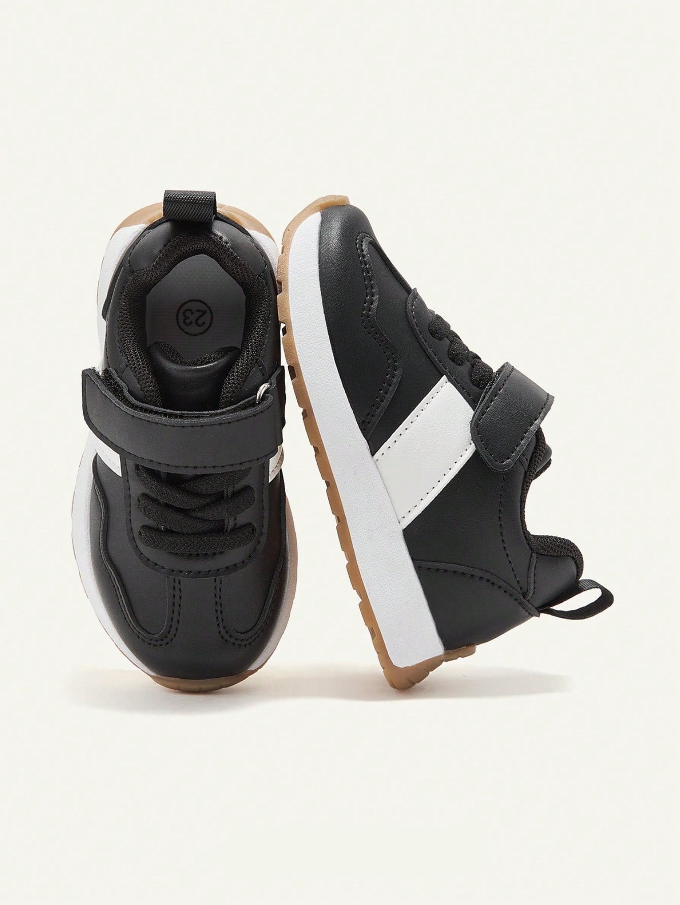 Tênis Infantil Casual Velcro e Cadarço Couro 001 Tênis Infantil 01 Kabannas Preto 20 