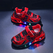 Tênis Infantil LED Teia de Aranha Malha Respirável Velcro Calçado Infantil 16 Kabannas 