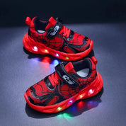 Tênis Infantil LED Teia de Aranha Malha Respirável Velcro Calçado Infantil 16 Kabannas 