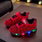 Tênis Infantil Luminoso Led Estampa Aranha Velcro Menino Cadarço Calçado Infantil 09 Kabannas Vermelho 21 