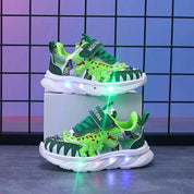 Tênis Infantil Masculino com Luz LED Estampa Dinossauro Velcro Calçado Infantil 14 Kabannas 