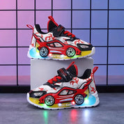 Tênis Infantil Masculino Led Luminoso Estampa Carrinho Velcro Calçado Infantil 15 Kabannas 