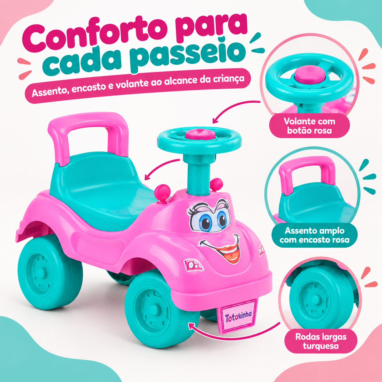 Volante, assento e rodas da Totokinha