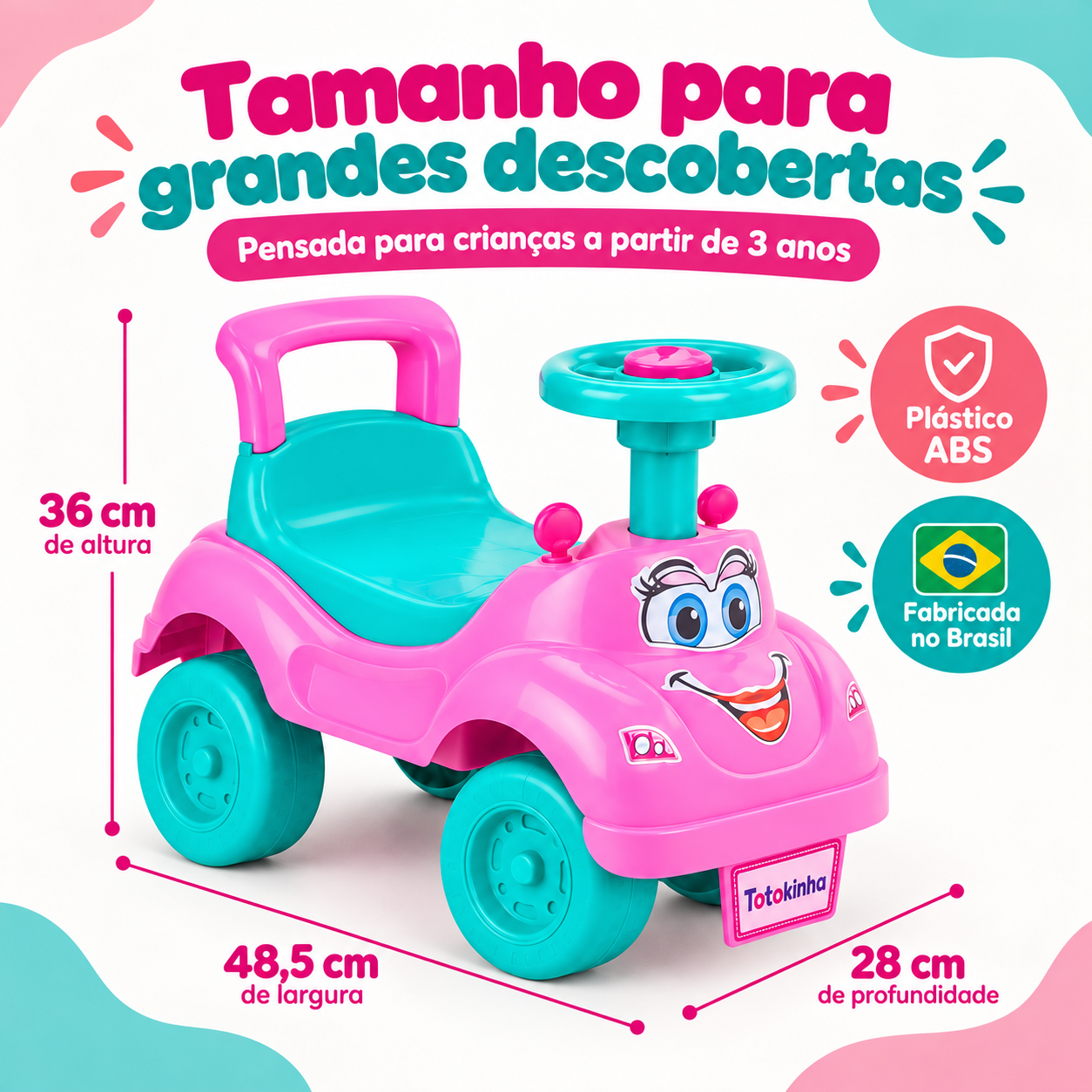 Medidas da Totokinha infantil Cardoso Toys