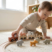 Trem Montessori de Madeira com Animais Brinquedo Educativo Infantil Brinquedos de Madeira 13 Kabannas 