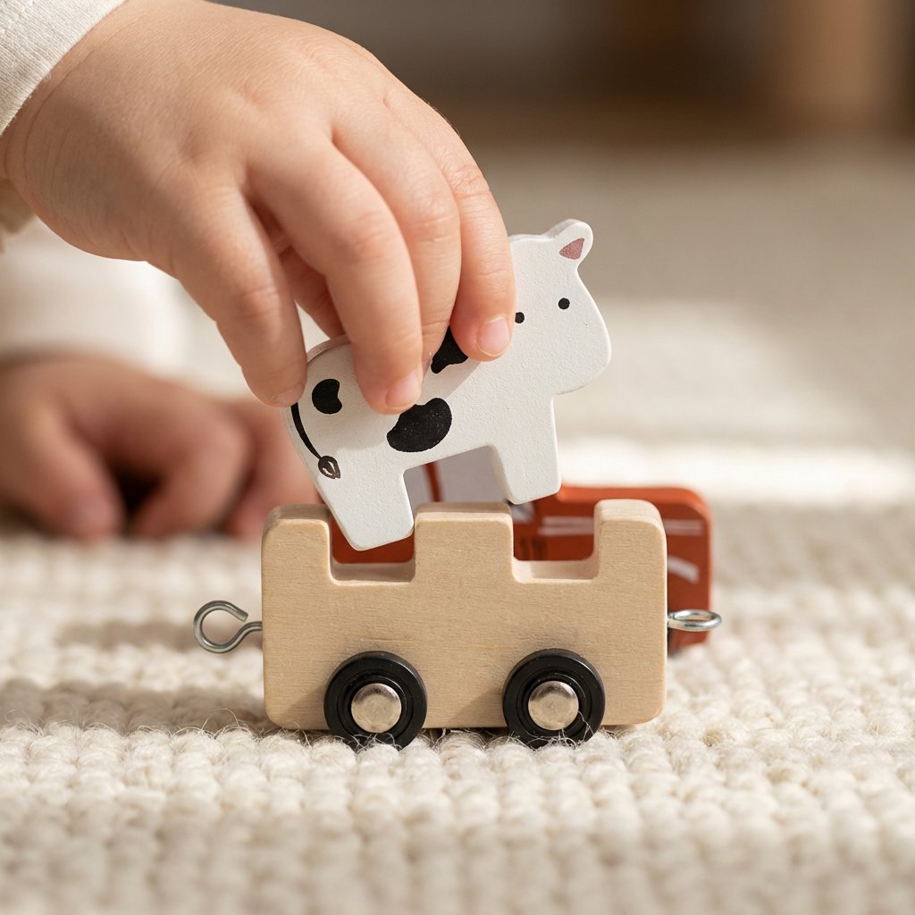 Trem Montessori de Madeira com Animais Brinquedo Educativo Infantil Brinquedos de Madeira 13 Kabannas 