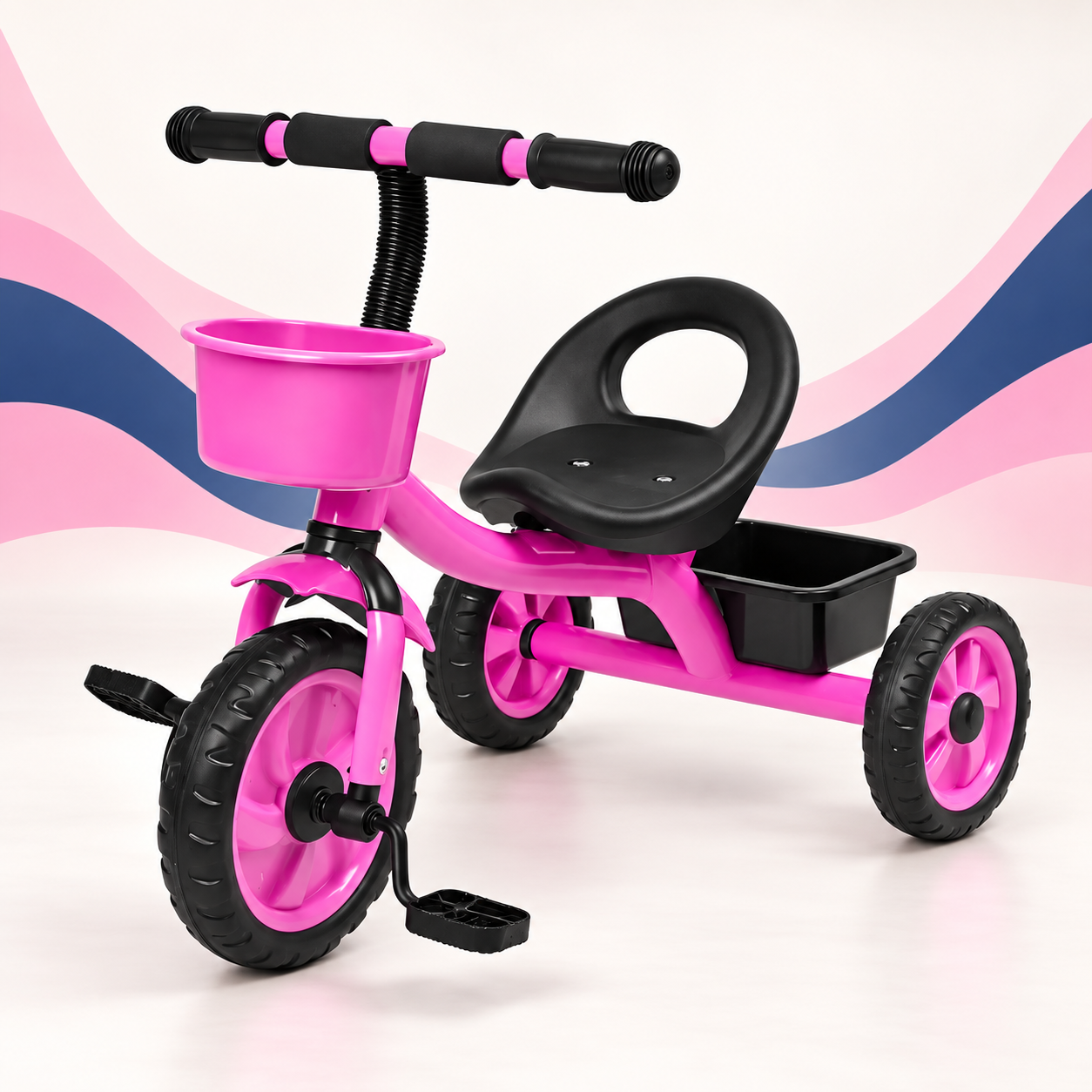 Triciclo infantil rosa sem empurrador