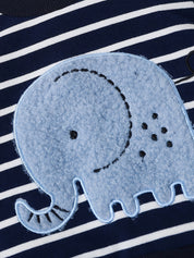 Conjunto 2 Peças Bebê Menino Moletom Listrado Elefante e Calça Jeans