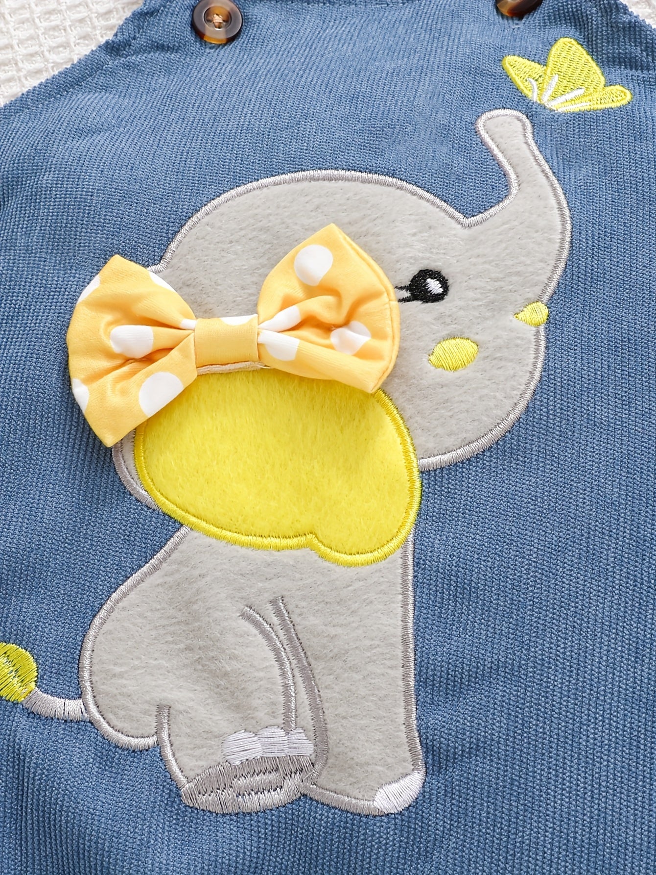 Conjunto 3 Peças Bebê Menina Body Manga Longa Bolinhas Jardineira Elefante com Faixa de Cabelo
