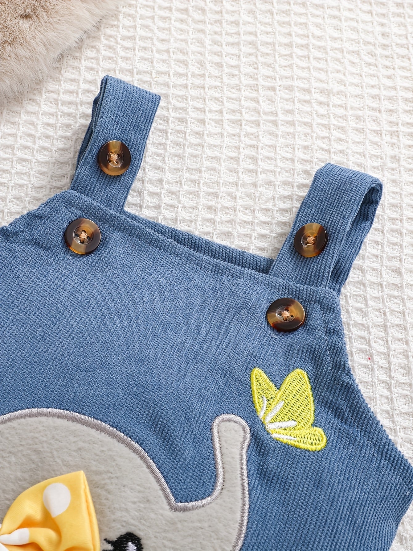 Conjunto 3 Peças Bebê Menina Body Manga Longa Bolinhas Jardineira Elefante com Faixa de Cabelo