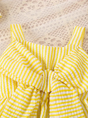 Conjunto Infantil Bebê Menina Regata com Laço e Short Listrado 2 Peças