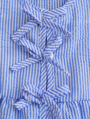 Conjunto Infantil Menina 2 Peças Blusa sem Manga com Laço e Calça Reta Listrada Seersucker