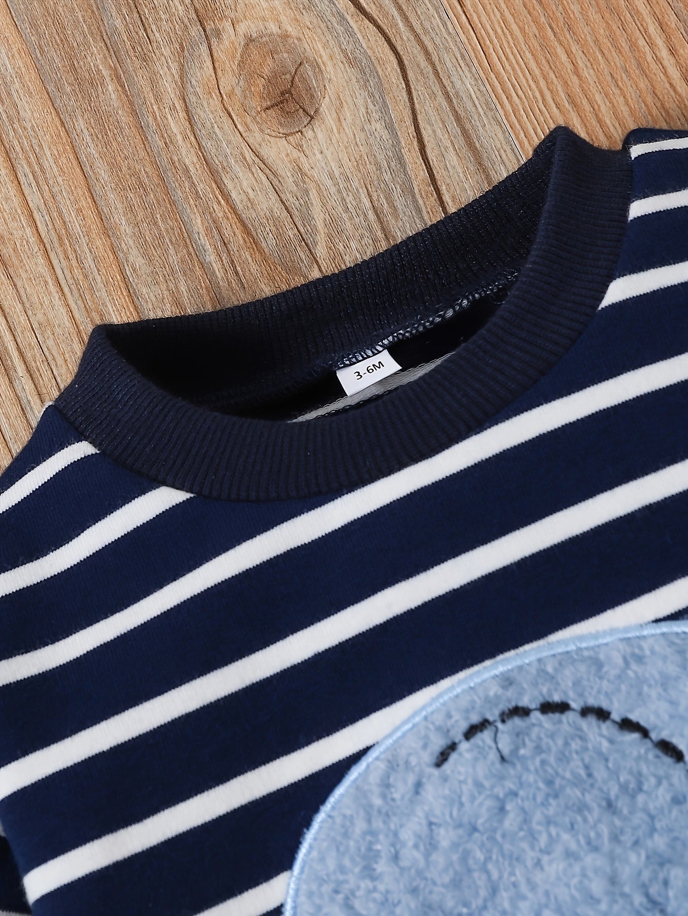 Conjunto 2 Peças Bebê Menino Moletom Listrado Elefante e Calça Jeans