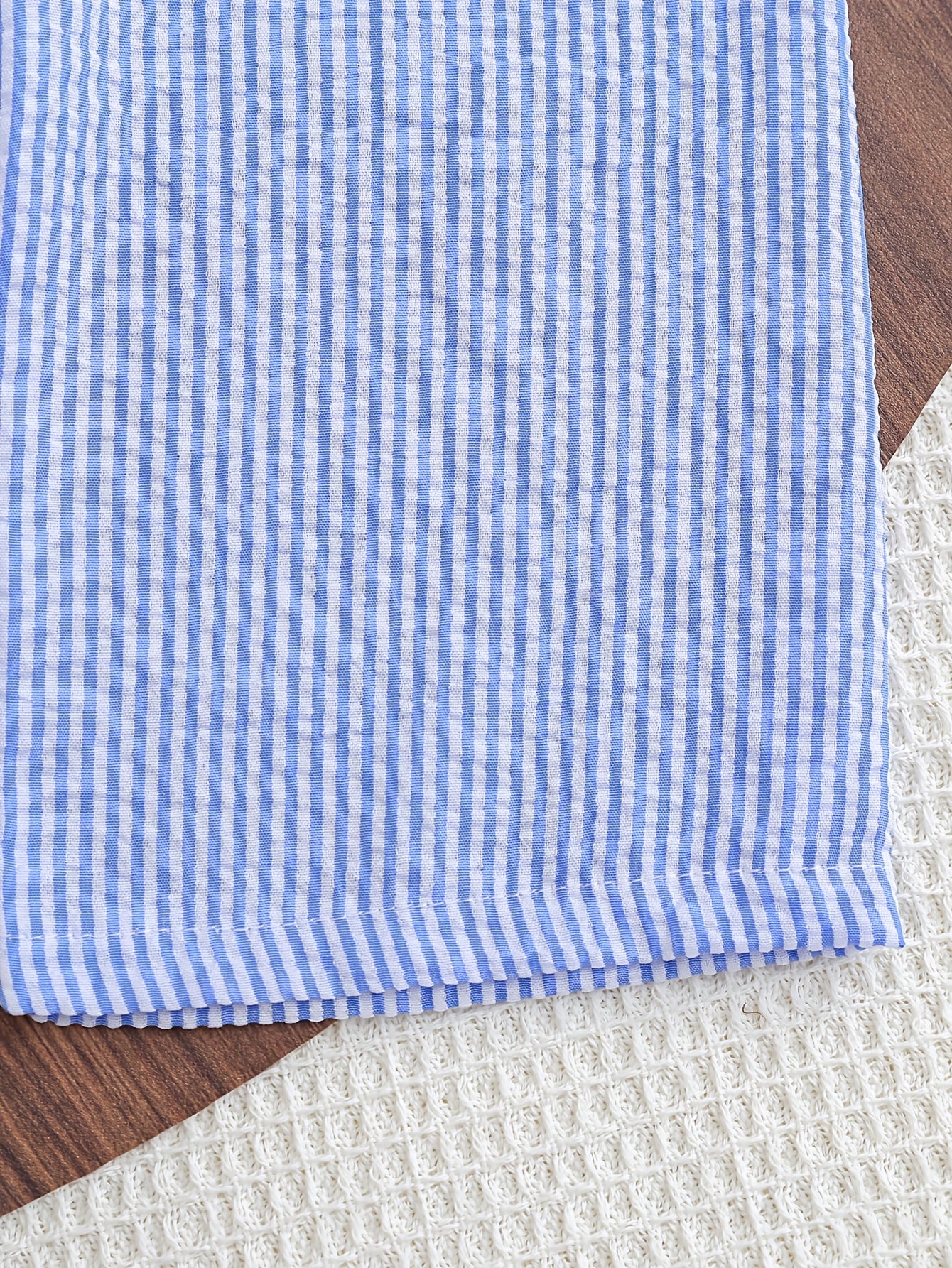 Conjunto Infantil Menina 2 Peças Blusa sem Manga com Laço e Calça Reta Listrada Seersucker