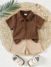 Conjunto 2 Peças Bebê Menino Camisa Polo Jacquard Manga Curta e Shorts