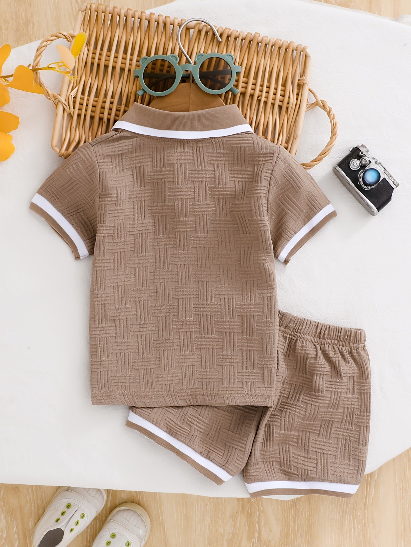 Conjunto Infantil Masculino 2 Peças Polo e Shorts Jacquard