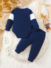 Conjunto 2 Peças Bebê Menino Body Manga Longa e Calça Canelada Urso