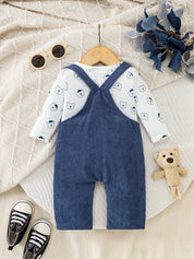 Conjunto Bebê Menino 2 Peças Camiseta Manga Longa Urso e Jardineira Bombazine
