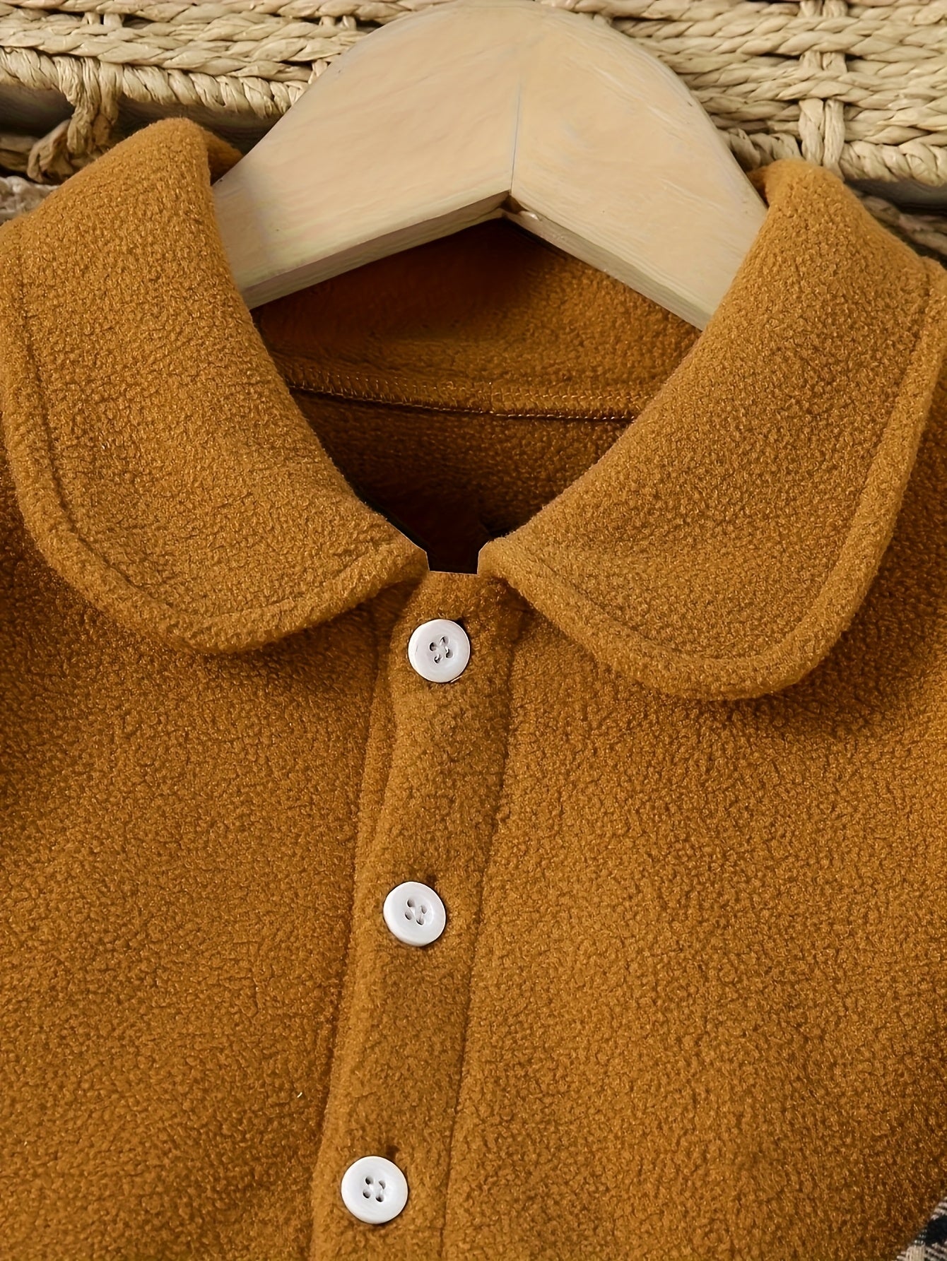 Conjunto 2 Peças Bebê Menina Vestido Xadrez e Casaco Curto Fleece