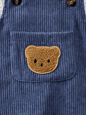 Conjunto Bebê Menino 2 Peças Camiseta Manga Longa Urso e Jardineira Bombazine