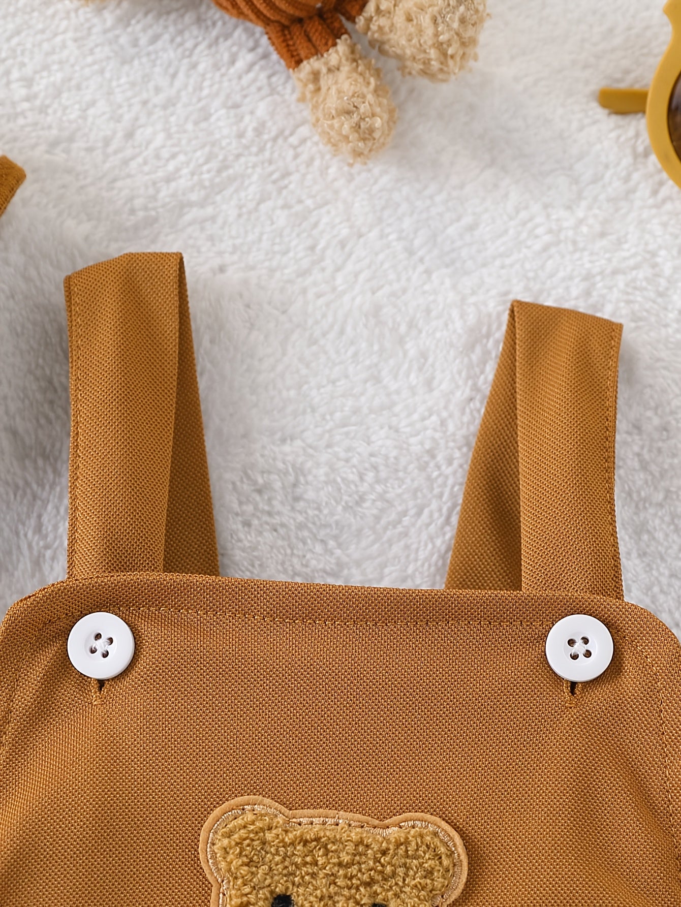 Conjunto 2 Peças Bebê Menino Body Polo e Macacão Suspensório Urso