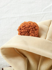 Conjunto Bebê 2 Peças Jardineira Urso Peluciado com Blusa Capuz Orelhas 3D