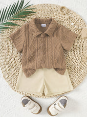 Conjunto 2 Peças Bebê Menino Camisa Polo Jacquard Manga Curta e Shorts