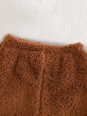 Conjunto 2 Peças Bebê Menino Moletom Pelúcia Urso e Calça Cintura Elástica
