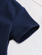 Conjunto Bebê Menino 2 Peças Camiseta Urso Manga Curta e Shorts Listrado